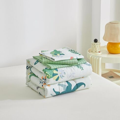 طقم سرير أطفال قطن مكون من 4 قطع من الحيوانات مع الأسود والحمر الوحشية وأفراس النهر والفيلة والزرافات طقم سرير للأطفال الصغار يتضمن لحافًا مبطنًا رائعًا وملاءة جاهزة وملاءة علوية وغطاء وسادة in Kuwait