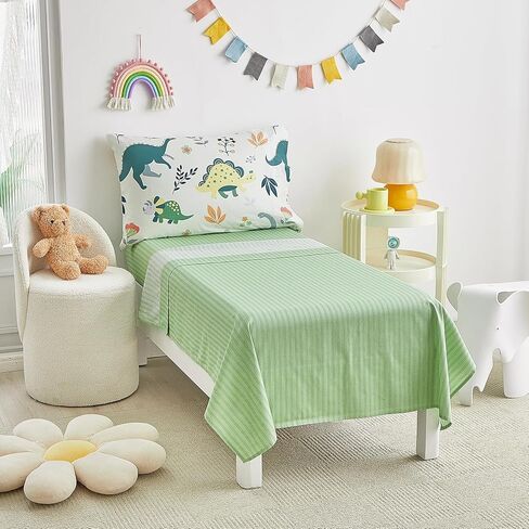 طقم سرير أطفال قطن مكون من 4 قطع من الحيوانات مع الأسود والحمر الوحشية وأفراس النهر والفيلة والزرافات طقم سرير للأطفال الصغار يتضمن لحافًا مبطنًا رائعًا وملاءة جاهزة وملاءة علوية وغطاء وسادة in Kuwait