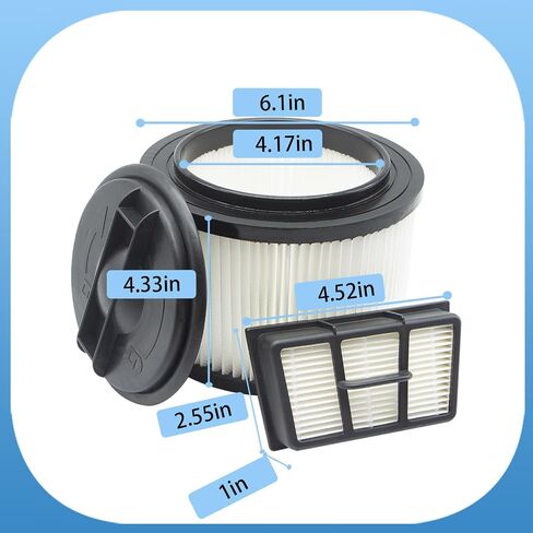 Fine Dust Cartridge Filter Compatible with Vacmaster VF408, Vacmaster VF410P, Wet/Dry Vac Beast VFB511B 0201 and Cleva Industrial VF408B (1 Pack Vacuum Filter and 1 Pack Foam Filter) in Saudi Arabia