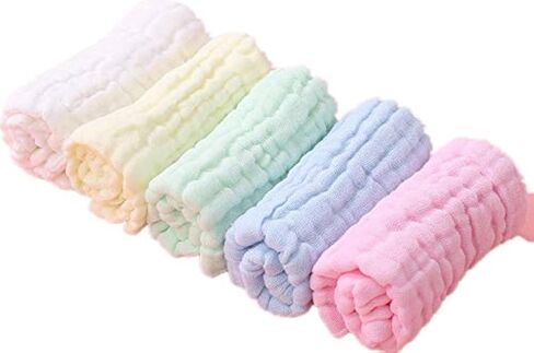 Baby Muslin Washcloths, Premium Natural Cotton Face Cloths, Super Soft Baby Wipes and Cotton Washcloth for Delicate Skin, Boys or Girls Multicolored Cotton Face Towels in Kuwait