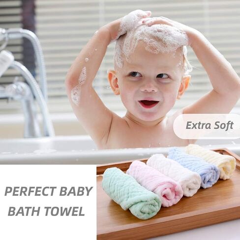 Baby Muslin Washcloths, Premium Natural Cotton Face Cloths, Super Soft Baby Wipes and Cotton Washcloth for Delicate Skin, Boys or Girls Multicolored Cotton Face Towels in Kuwait