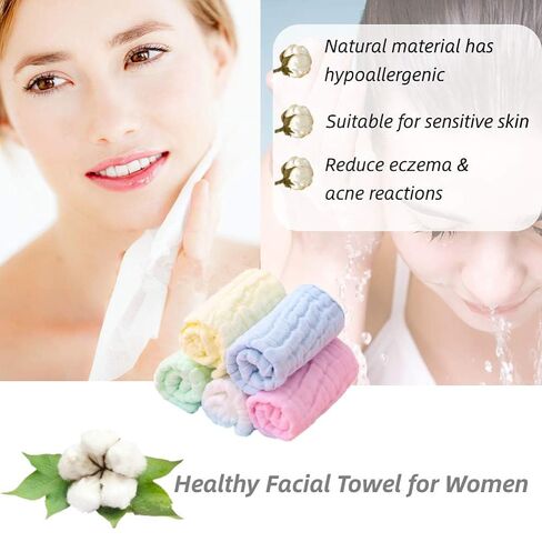 Baby Muslin Washcloths, Premium Natural Cotton Face Cloths, Super Soft Baby Wipes and Cotton Washcloth for Delicate Skin, Boys or Girls Multicolored Cotton Face Towels in Kuwait