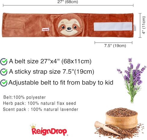 ReignDrop تخفيف المغص لحديثي الولادة - مجموعة تخفيف الغازات مع حزام البطن، حزمة جل، حقيبة تخزين - حزام بطن الطفل المهدئ الدافئ أو البارد (عبوة جل الحمل) in Kuwait