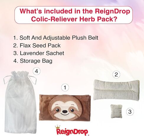ReignDrop تخفيف المغص لحديثي الولادة - مجموعة تخفيف الغازات مع حزام البطن، حزمة جل، حقيبة تخزين - حزام بطن الطفل المهدئ الدافئ أو البارد (عبوة جل الحمل) in Kuwait