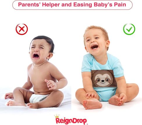 ReignDrop تخفيف المغص لحديثي الولادة - مجموعة تخفيف الغازات مع حزام البطن، حزمة جل، حقيبة تخزين - حزام بطن الطفل المهدئ الدافئ أو البارد (عبوة جل الحمل) in Kuwait