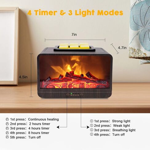 موقد تسخين الشمع الكهربائي، سخان الشمع الكهربائي، موقد الزيت العطري المعطر، ضوء اللهب، جهاز تسخين الشمع مع 4 مؤقت إيقاف تلقائي للمنزل والمكتب وغرفة النوم والحمام والهدايا والديكور in Kuwait