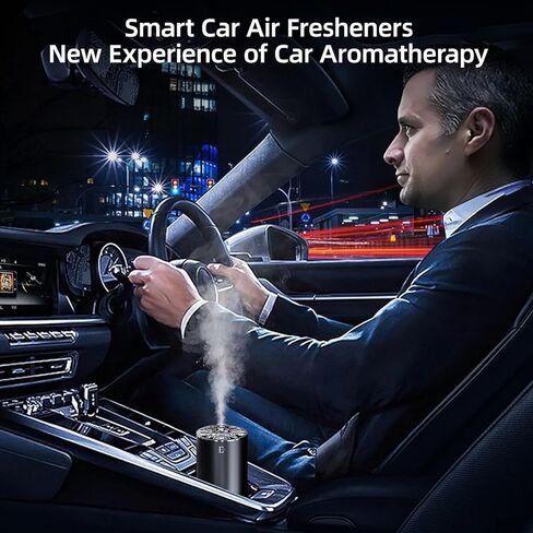 EDKCXB Smart Car Air Fresheners,7 Colors Breathing Light,Auto On/Off,80ml Fragrance Lasts 6 Months,Portable USB Aromatherapy Diffuser for Car Home Office Bedroom,Black Frosted,Cologne in Kuwait