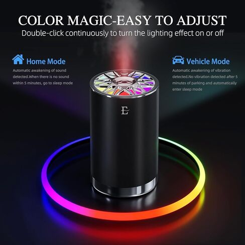 EDKCXB Smart Car Air Fresheners,7 Colors Breathing Light,Auto On/Off,80ml Fragrance Lasts 6 Months,Portable USB Aromatherapy Diffuser for Car Home Office Bedroom,Black Frosted,Cologne in Kuwait