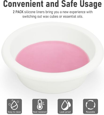 Bobolyn Silicone Wax Warmer Liners - 2Pcs Reusable Silicone Wax Melt Liner Leakproof Easy Clean Popper Liner Wax Melt Tray Dish for Scented Wax Melt Warmer Burner (Both 2.7 inch in Bottom Diameter) in Kuwait
