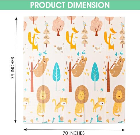 سجادات لعب الأطفال من BeBalyage للأرضية، قابلة للغسل بنسبة 100%، تصميم جميل ذو وجهين، سجادات لعب قابلة للطي للرضع والأطفال الصغار، سجادة أطفال كبيرة وناعمة للأرضية، 71 × 79 × 0.4 بوصة، تتضمن حقيبة سفر in Kuwait