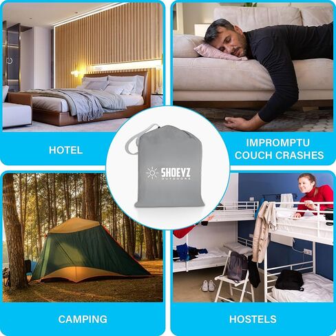 Shoeyz Outdoors Sleeping Bag Liner Unisex, Adult Sleep Sack with Zipper, Sheets for Guests, Travelling and Camping Single XL Yellow in Kuwait