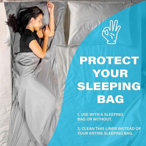 Shoeyz Outdoors Sleeping Bag Liner Unisex, Adult Sleep Sack with Zipper, Sheets for Guests, Travelling and Camping Single XL Yellow in Kuwait