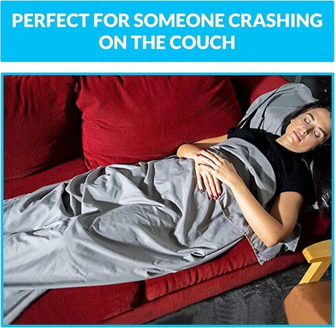 Shoeyz Outdoors Sleeping Bag Liner Unisex, Adult Sleep Sack with Zipper, Sheets for Guests, Travelling and Camping Single XL Yellow in Kuwait