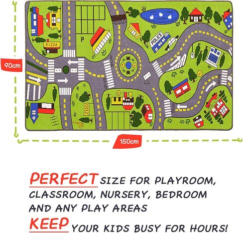 سجادة لعب سجادة كبيرة للأطفال لغرفة اللعب، مقاس 91.44 سم × 152.4 سم حياة المدينة مع سجادة سيارة المرور على الطرق، سجادة لعب تعليمية وتعليمية رائعة لغرفة نوم الأطفال وغرفة اللعب وديكور غرفة الأولاد in Kuwait