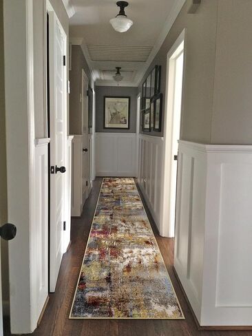 anidaroel 2x6 سجادة عداء المدخل قابلة للغسل، عداء مطبخ حديث تجريدي غير قابل للانزلاق، سجادة عداء حمام زرقاء طويلة، سجادة غرفة غسيل رقيقة جدًا، سجادة أرضية لمدخل غرفة النوم in Kuwait