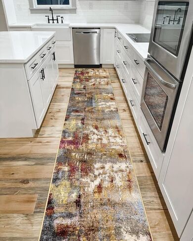 anidaroel 2x6 سجادة عداء المدخل قابلة للغسل، عداء مطبخ حديث تجريدي غير قابل للانزلاق، سجادة عداء حمام زرقاء طويلة، سجادة غرفة غسيل رقيقة جدًا، سجادة أرضية لمدخل غرفة النوم in Kuwait