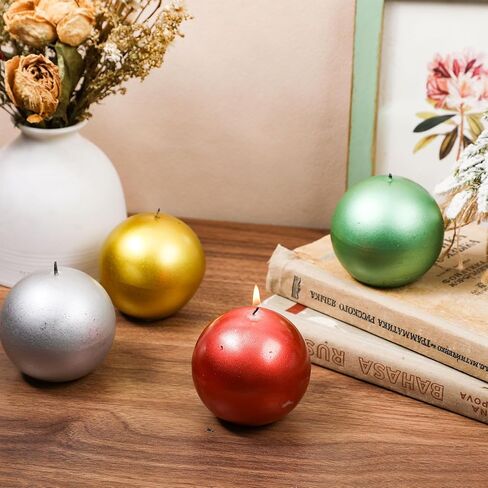 MTLEE 8 Pcs Christmas Round Candles Unscented Ball Candles Decorative Sphere Shaped Candles for Home Birthday Holiday Celebration Wedding Baby Party Shower in Saudi Arabia