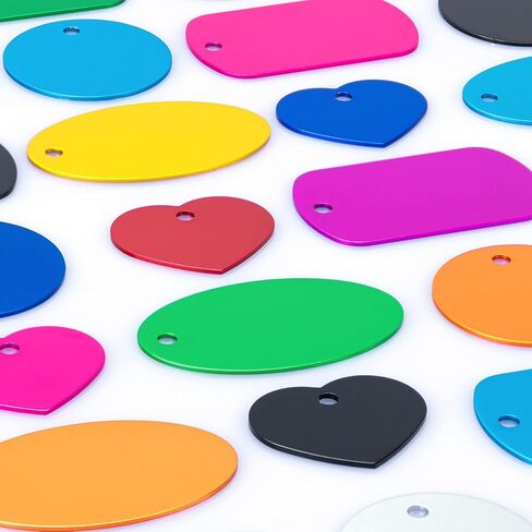 بطاقات تعريف فارغة للحيوانات الاليفة من 30 قطعة من الالومنيوم مع حلقة للحرف اليدوية مع فتحة للحيوانات الاليفة والكلاب والقطط ورقم الهاتف (دائرية، مستطيلة، بيضاوية، قلب) in Kuwait