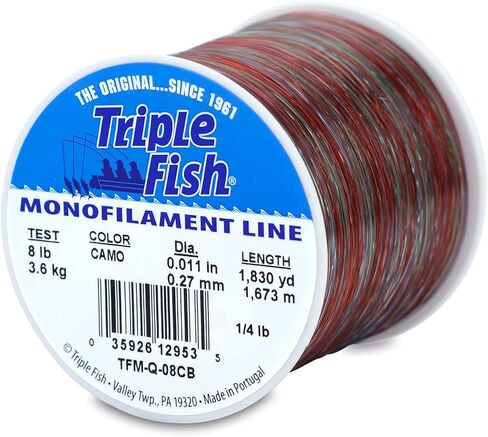 Triple Fish Monofilament Fishing Line - Strong Clear Pink Camo Color for Trolling, Bottom Fishing, Casting Main Line Catfish, Bass in Kuwait