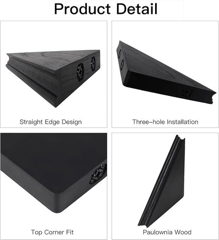 NIUBEST حامل جدار على رف الزاوية، مجموعة من أرفف زاوية عائمة مثلثة لتخزين وعرض الحائط، رف جدار زاوية خشبي مقاس 13 بوصة لغرفة النوم وغرفة المعيشة والحمام والمطبخ-جوز داكن in Kuwait