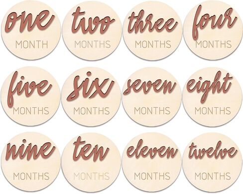 Baby Monthly Milestone， Baby Monthly Milestone Card Sign，6 Pack 3D Pink Monthly Milestone Wooden Makers disc for Baby Girl or boy， Baby Announcement Sign in Kuwait