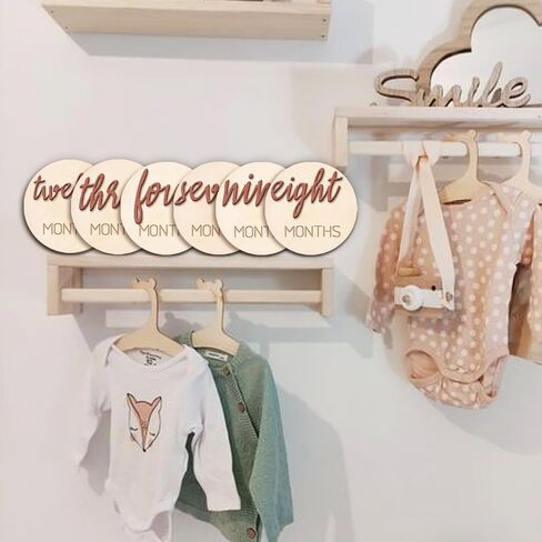 Baby Monthly Milestone， Baby Monthly Milestone Card Sign，6 Pack 3D Pink Monthly Milestone Wooden Makers disc for Baby Girl or boy， Baby Announcement Sign in Kuwait