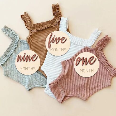 Baby Monthly Milestone， Baby Monthly Milestone Card Sign，6 Pack 3D Pink Monthly Milestone Wooden Makers disc for Baby Girl or boy， Baby Announcement Sign in Kuwait