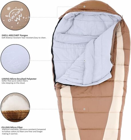 أكياس نوم مستطيلة من OMVMO 0 20 32 درجة للبالغين للتخييم والمشي لمسافات طويلة وحقائب الظهر، حقيبة نوم صغيرة خفيفة الوزن للطقس البارد للرجال والنساء والبنات والأولاد. معدات التخييم الشتوية يجب اقتناؤها in Kuwait