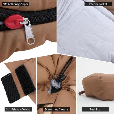 أكياس نوم مستطيلة من OMVMO 0 20 32 درجة للبالغين للتخييم والمشي لمسافات طويلة وحقائب الظهر، حقيبة نوم صغيرة خفيفة الوزن للطقس البارد للرجال والنساء والبنات والأولاد. معدات التخييم الشتوية يجب اقتناؤها in Kuwait