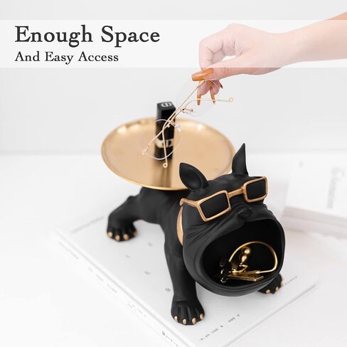 وعاء مفاتيح بتصميم بولدوج لطاولة المدخل من جوجو - صينية ديكور منزلية فريدة من نوعها - صينية مفاتيح مزخرفة - طبق حلوى للمكتب - صينية مجوهرات - وعاء حامل مفاتيح ديكور لطاولة الدخول in Kuwait