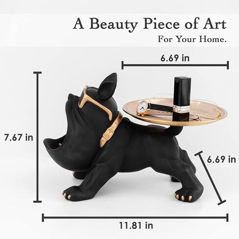 وعاء مفاتيح بتصميم بولدوج لطاولة المدخل من جوجو - صينية ديكور منزلية فريدة من نوعها - صينية مفاتيح مزخرفة - طبق حلوى للمكتب - صينية مجوهرات - وعاء حامل مفاتيح ديكور لطاولة الدخول in Kuwait