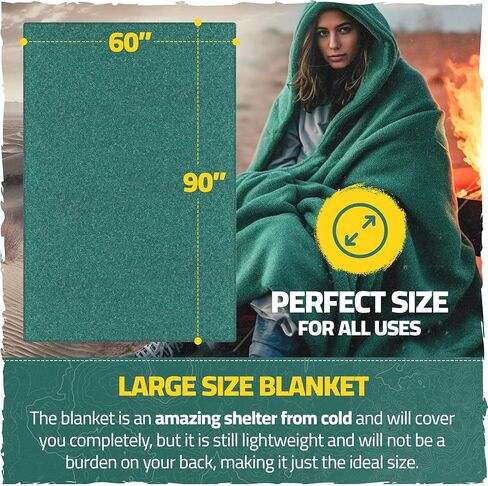 100% Wool Light Military Blanket – 3lb and 60x90. Pre Washed and pre Shrunk, Warm and Thick. Great for Camping, Outdoors, Survival, Emergency Preparedness, Sporting Events, Survival Kits and More. in Kuwait