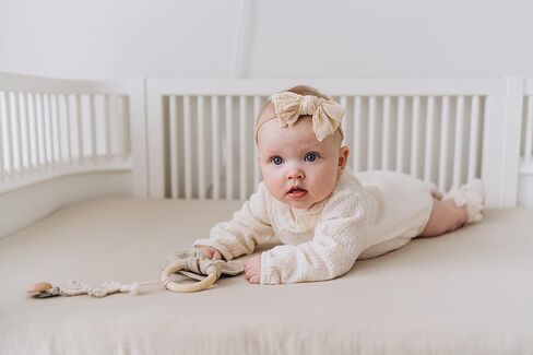 Little Babes 100% Organic Cotton Muslin Crib Sheet | Soft Fitted Crib Sheet for Standard Crib Mattress or Toddler Mattress | Breathable Sheets |Neutral Crib Sheets| Included: Bunny Comforter| Cream in Saudi Arabia