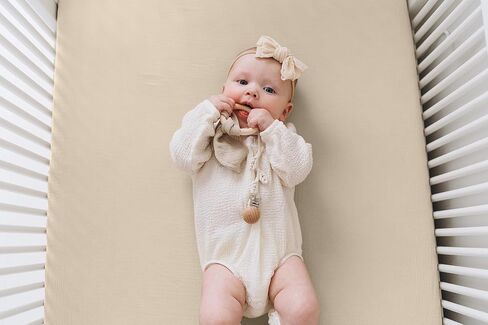 Little Babes 100% Organic Cotton Muslin Crib Sheet | Soft Fitted Crib Sheet for Standard Crib Mattress or Toddler Mattress | Breathable Sheets |Neutral Crib Sheets| Included: Bunny Comforter| Cream in Saudi Arabia
