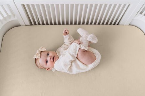 Little Babes 100% Organic Cotton Muslin Crib Sheet | Soft Fitted Crib Sheet for Standard Crib Mattress or Toddler Mattress | Breathable Sheets |Neutral Crib Sheets| Included: Bunny Comforter| Cream in Saudi Arabia
