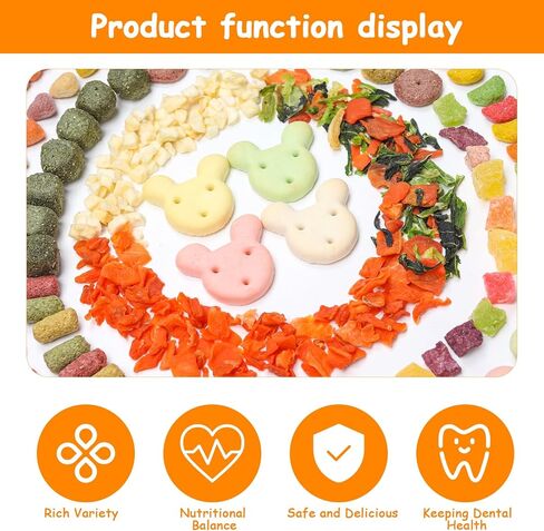 يعامل خنزير غينيا VCZONE 18 نوعًا، وطحن الأسنان وجبات خفيفة طبيعية مثالية للحيوانات الصغيرة، مزيج من الوجبات الخفيفة المغذية مثل الخضروات والفواكه والحبوب in Kuwait