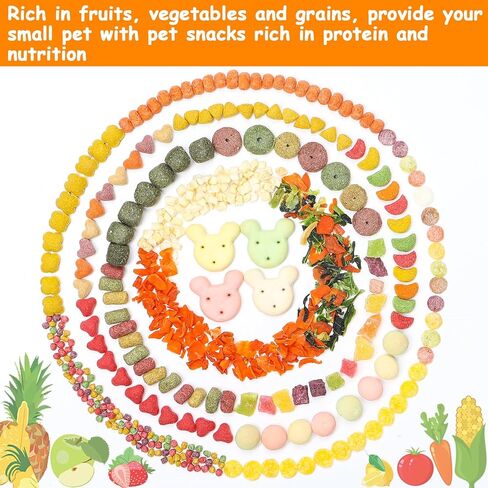 يعامل خنزير غينيا VCZONE 18 نوعًا، وطحن الأسنان وجبات خفيفة طبيعية مثالية للحيوانات الصغيرة، مزيج من الوجبات الخفيفة المغذية مثل الخضروات والفواكه والحبوب in Kuwait