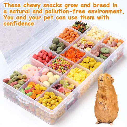 يعامل خنزير غينيا VCZONE 18 نوعًا، وطحن الأسنان وجبات خفيفة طبيعية مثالية للحيوانات الصغيرة، مزيج من الوجبات الخفيفة المغذية مثل الخضروات والفواكه والحبوب in Kuwait