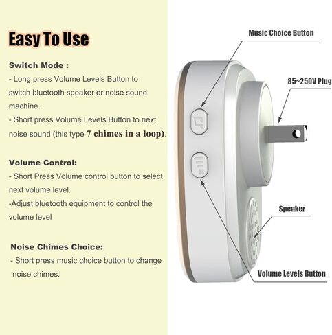 الة صوت ضوضاء بيضاء من يونيونو، الة صوت محمولة للسفر مع 7 اصوات طبيعية مريحة ومكبر صوت صغير باسنان زرقاء للمنزل والمكتب والفندق. in Kuwait