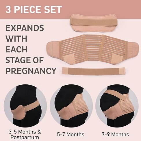 POHL SCHMITT PerfectFit، أربطة البطن للنساء الحوامل، حزام دعم البطن أثناء الحمل، حزام البطن بعد الولادة، مسامي وقابل للتعديل، مقاس L in Kuwait