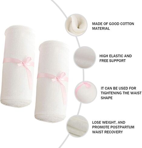 EXCEART 2 Rolls Postpartum Belly Band Gauze Cotton Breathable Maternity Pregnancy Recovery Belly Wrap for Women Girls Waist Slim Supply (White L ï¼‰ in Saudi Arabia