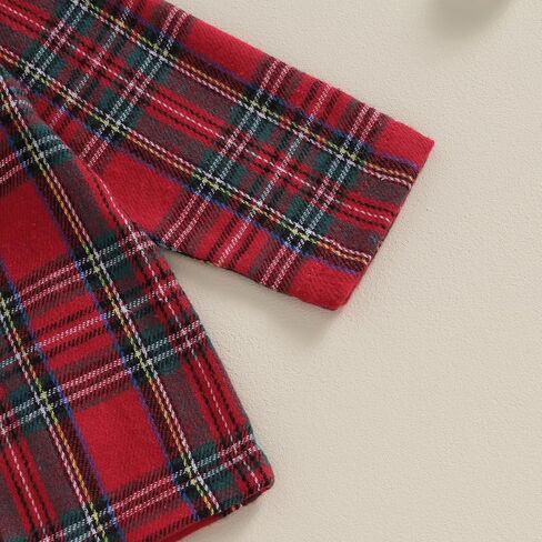 Zoiuytrg طفل رضيع عيد الميلاد بيجامة مجموعات خريف شتاء الجاموس منقوشة زر أسفل طويلة الأكمام قميص بلايز وسراويل ملابس خاصة in Kuwait