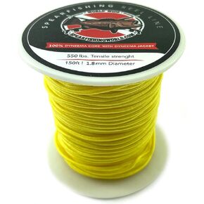 سبير فيشينغ ورالد بكرة الرمح او خط الرماية 1.8 ملم اصفر - 100% سبيكترا كور وسترة - قوة 550 باوند - بكرة 150 قدم in Kuwait