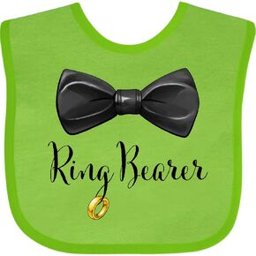 inktastic Ring Bearer- Black Bow Tie and Gold Wedding Ring Baby Bib in Kuwait
