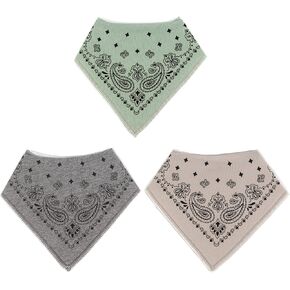 مرايل لعاب الأطفال باندانا من LNGLAT مكونة من 3 قطع للأولاد والبنات مع أزرار كبس قابلة للتعديل، صدريات من القطن العضوي الناعم والامتصاص بنمط بيزلي للعاب التسنين in Kuwait