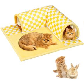 سرير نفق للقطط مع كرات لعبة زغبية، وسادة صغيرة وتصميم مرن أنبوب كهف للقطط قابل للإزالة للقطط الصغيرة والمتوسطة والكبيرة والجرو والأرنب والنمس in Kuwait