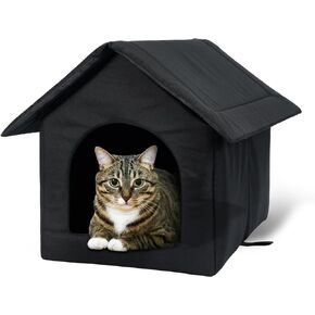 ZWARMY بيت القطط الخارجي مقاوم للماء - بيت القطط الخارجي لأي يوم طقس، مأوى للقطط البرية مع مادة مقاومة للماء لأي مكان، سرير قطط دافئ مقاوم للطقس 11.8 × 17.32 × 12.59 بوصة (صغير، رمادي) in Kuwait
