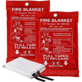 Aoutrow Emergency Fire Blanket for Home, Kitchen, Grill. 39" x39" Flame Suppression Fiberglass,Flame Fire Suppression Blanket Fiberglass Fireproof Blanket (2pack) in Kuwait