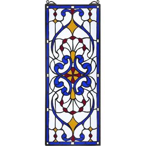 Design Toscano Blackstone Hall Stained Glass Window Hanging Panel, 9.00" x 35.00", Full Color