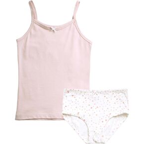 POPPY & CLAY Girls' Underwear Set - 2 Piece Organic Cotton Tag Free Cami Tank Top Undershirt and Underwear Briefs (2T-12)